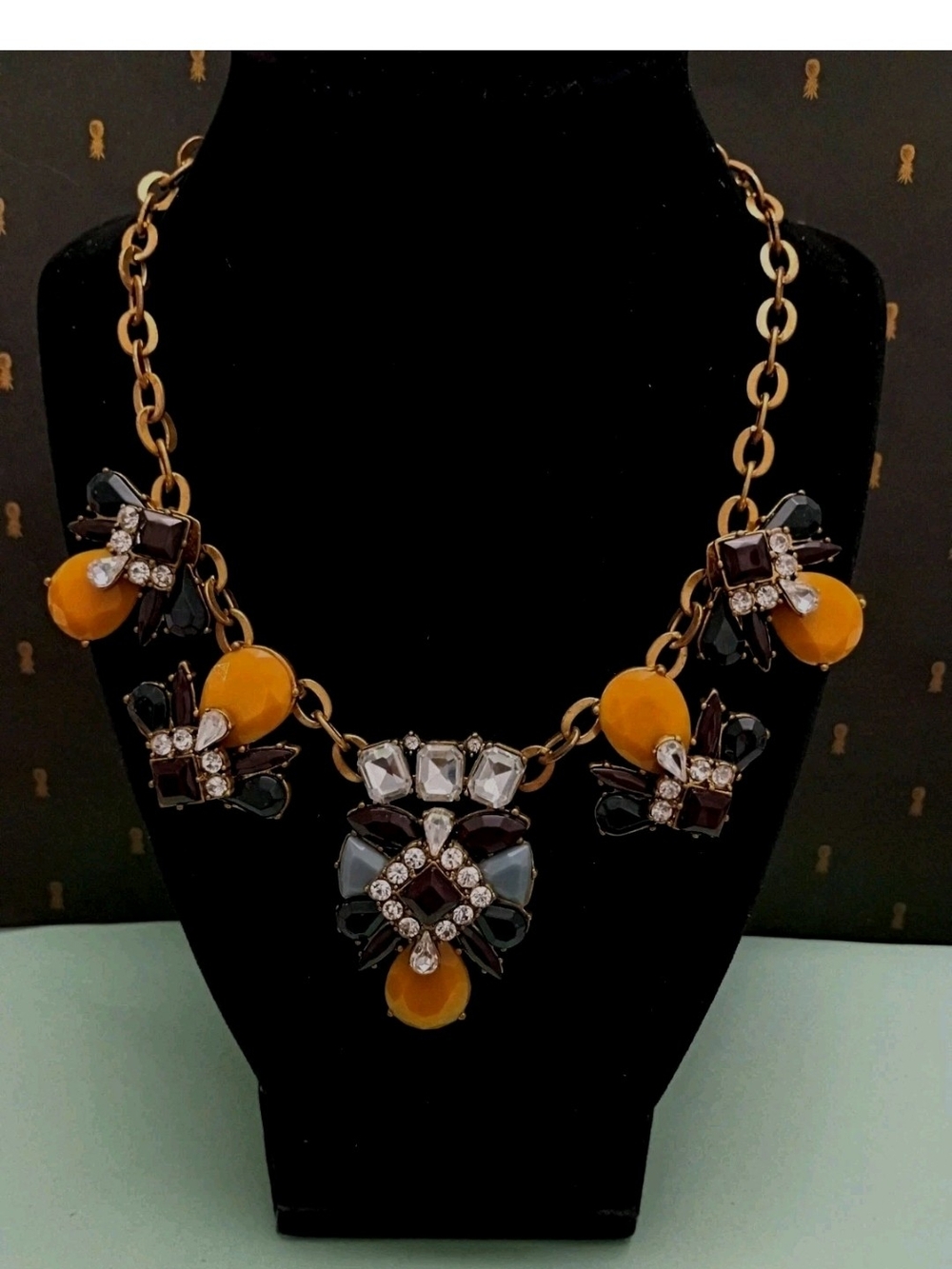 J. Crew Gold-Tone Necklace with Yellow and Black Accents